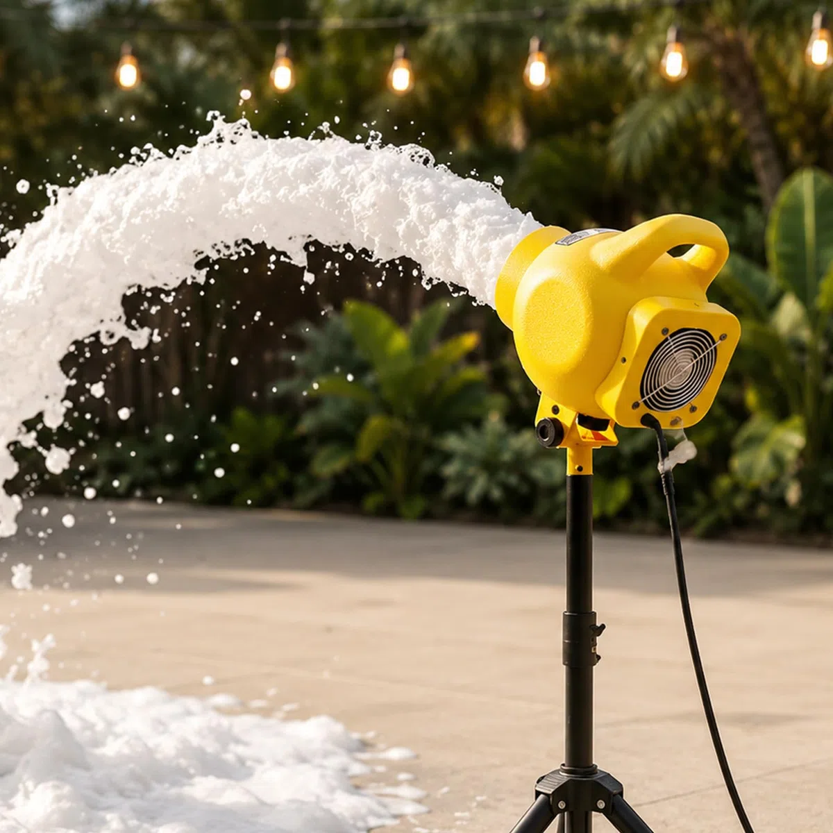 Party-Schaumkanone 150 W, Schaummaschine Mit 3–5 M Reichweite, Stativ 100–130 cm, Wasserpumpe Und Steuerbox Für Geburtstage, Pools Und Veranstaltungen Im Freien, Spaß Yellow
