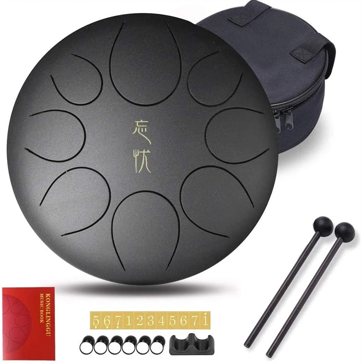 Stahlzunge Trommel 10 Zoll 11 Ton Percussion Instrument, Trommelstifte, Einkaufstasche, Memo, Yoga, Meditation, Musiktherapie, Geschenke (Color : B)