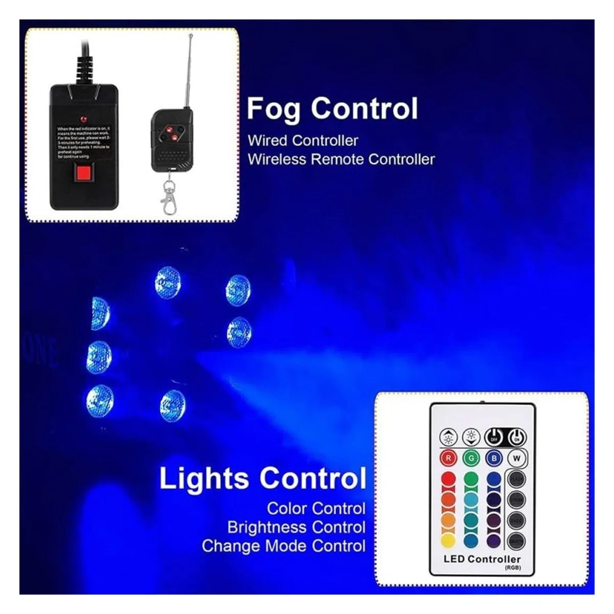 Disco-Nebelmaschine 500W RGB Mit Fernbedienung, Nebelmaschine Auswurffunktion For DJs, Weihnachten, Hochzeiten, Partys Und Bühnenlichteffekte Energiesparend Leistungsstark(500W 18 LED)