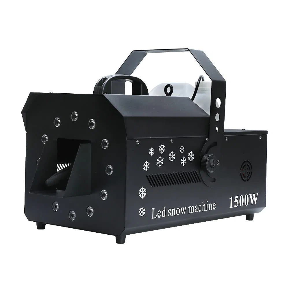 Schneemaschine, 1500W Schnee Maschine mit 12 LED Licht, 5L Wassertank, Schneeflockenmaschine DMX für Partys, Halloween