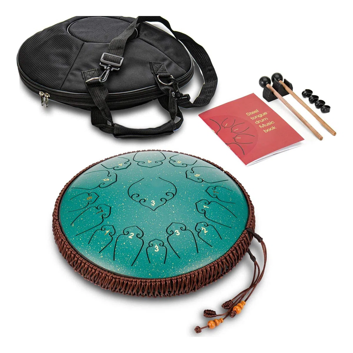 Stahlzunge Trommel 14 Zoll 15 Anmerkung Percussion Instrument, Manuelles Percussion Instrument Tamburin, Gürtelhammer, Reisetasche, Yoga, Meditation, Musiktherapie (Color : A)