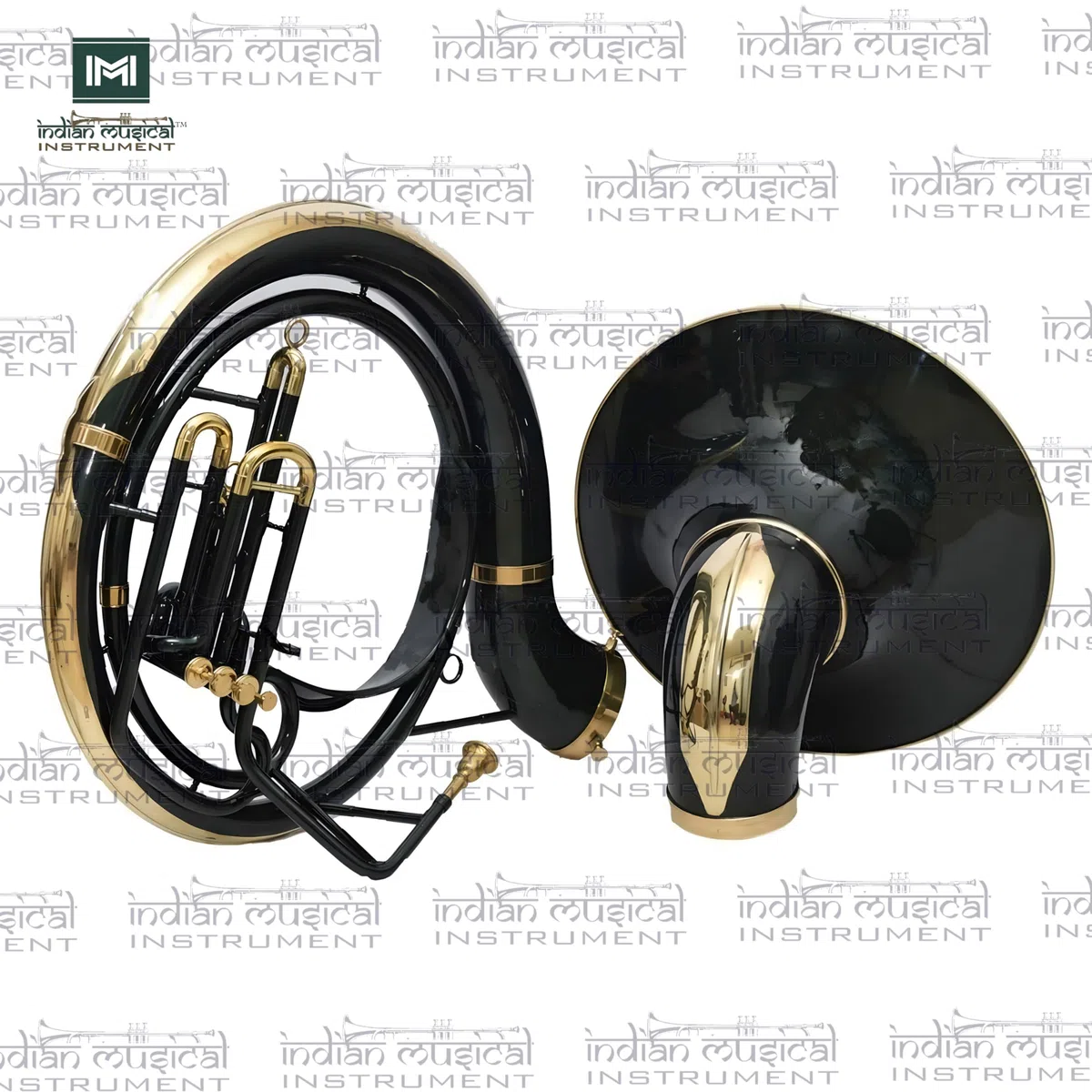 Sousaphon mit großer Glocke, Messing, handgefertigt, 61 cm, Schwarz / goldfarben