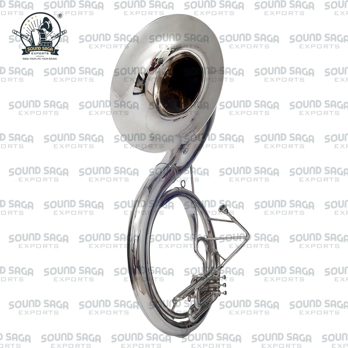 BBb 61cm Sousaphon Messing Blasinstrument mit Mundstück & Gigbag für Marschband, Schulband, Anfänger, Studenten & Fortgeschrittene Musiker (Silber)