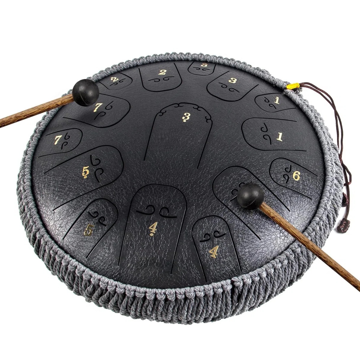 Zungentrommel Aus Legiertem Stahl, 14 Zoll 15-Noten-C-Key-Percussion-Stahltrommel-Kit Mit Drumstick-Notenaufklebern, Fingerpick-Schlägerhalter Und Gigbag