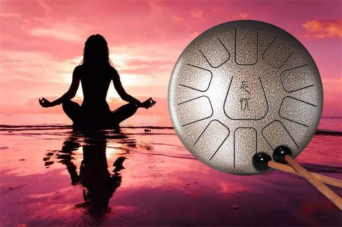 Stahlzunge Trommel 10 Zoll 11 Ton Percussion Instrument, Trommelstifte, Einkaufstasche, Memo, Yoga, Meditation, Musiktherapie, Geschenke (Color : B)