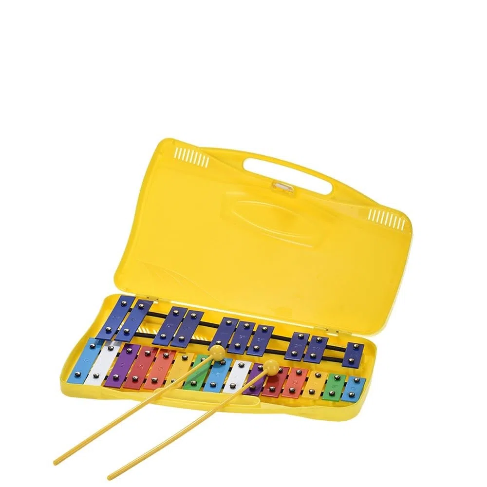 BABYCE Glockenspiel Erwachsene 25 Noten Glockenspiel Instrument Xylophon Hand Klopfen Percussion Rhythmus Musikalisch Pädagogisch Mit Zubehör (Color : Yellow)