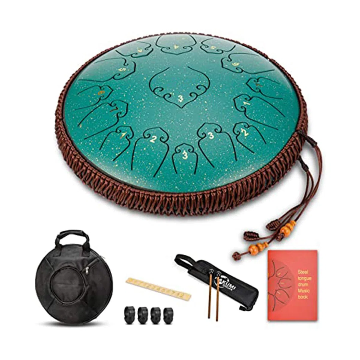 Stahlzunge Trommel 14 Zoll 15 Anmerkung Percussion Instrument, Manuelles Percussion Instrument Tamburin, Gürtelhammer, Reisetasche, Yoga, Meditation, Musiktherapie (Color : A)