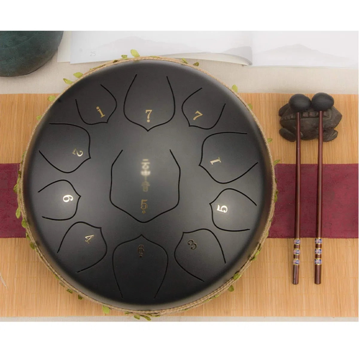12-Zoll-11-tone-Stahlzunge-Trommel, Percussion-Trommel, Mit Schlagstöffen, Musikbuch, Aufkleber, Fingerbetten, Rucksack, Geschenk Für Anfänger Und Yoga-Liebhaber (Color : B)