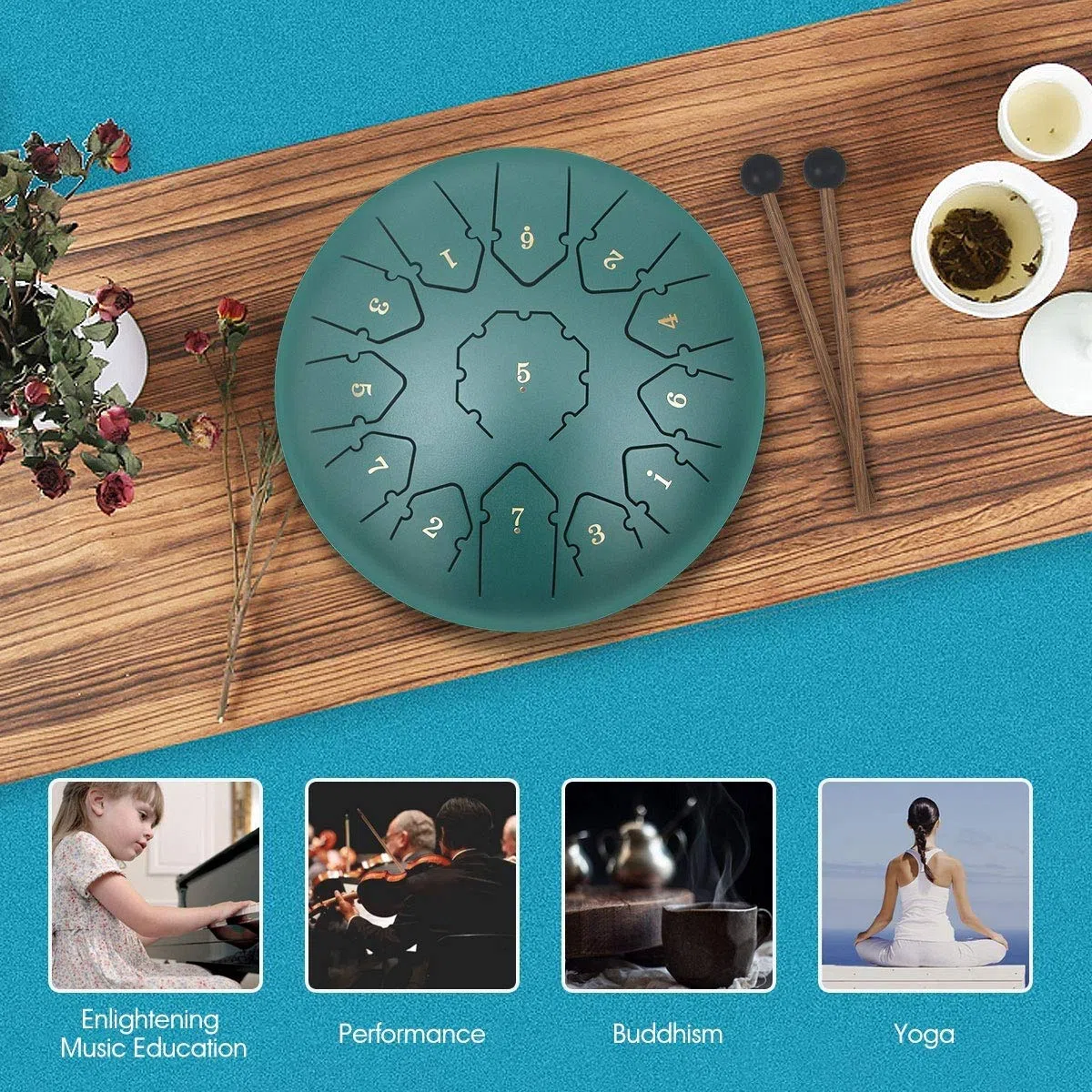 12-Zoll-Stahlzunge-Trommel In C-Major, 13 Erwachsene Trommel/Kind Drum Percussion Instrumentenkit, Verwendet Für Yoga-Meditation, Musiktherapie