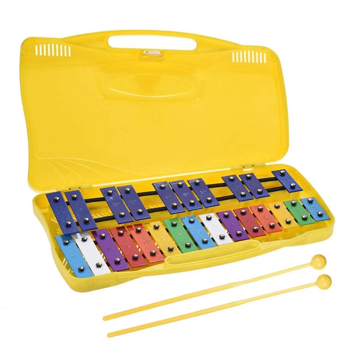 BABYCE Glockenspiel Erwachsene 25 Noten Glockenspiel Instrument Xylophon Hand Klopfen Percussion Rhythmus Musikalisch Pädagogisch Mit Zubehör (Color : Yellow)