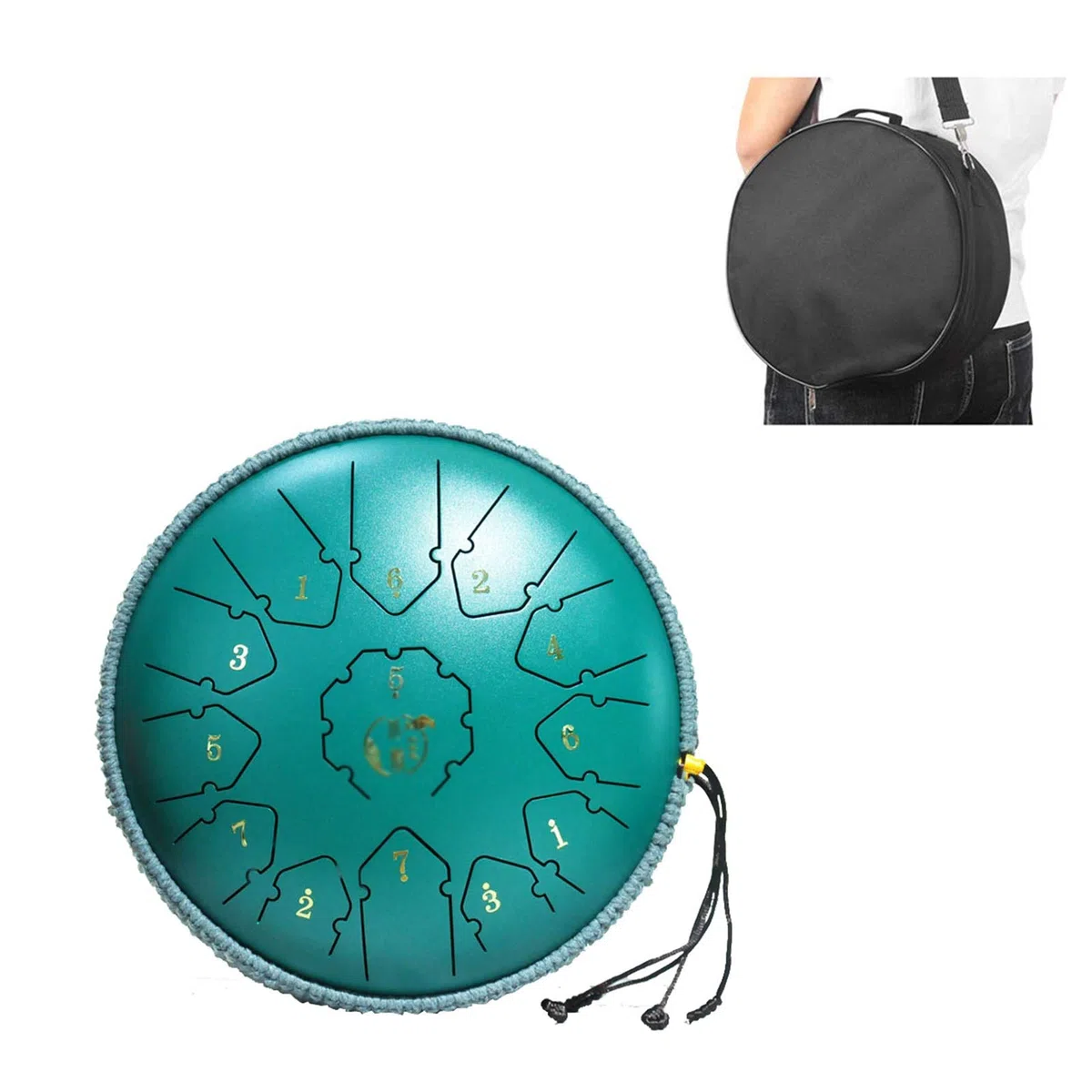 12-Zoll-13-tone-Stahlzunge-Trommel-Percussion-Tamburin Mit Trommelstäbchen, Musikbuch, Aufkleber, Fingerbetten, Aufbewahrungstasche, Geschenke Für Anfänger Und Yoga-Liebhaber (Color : E)