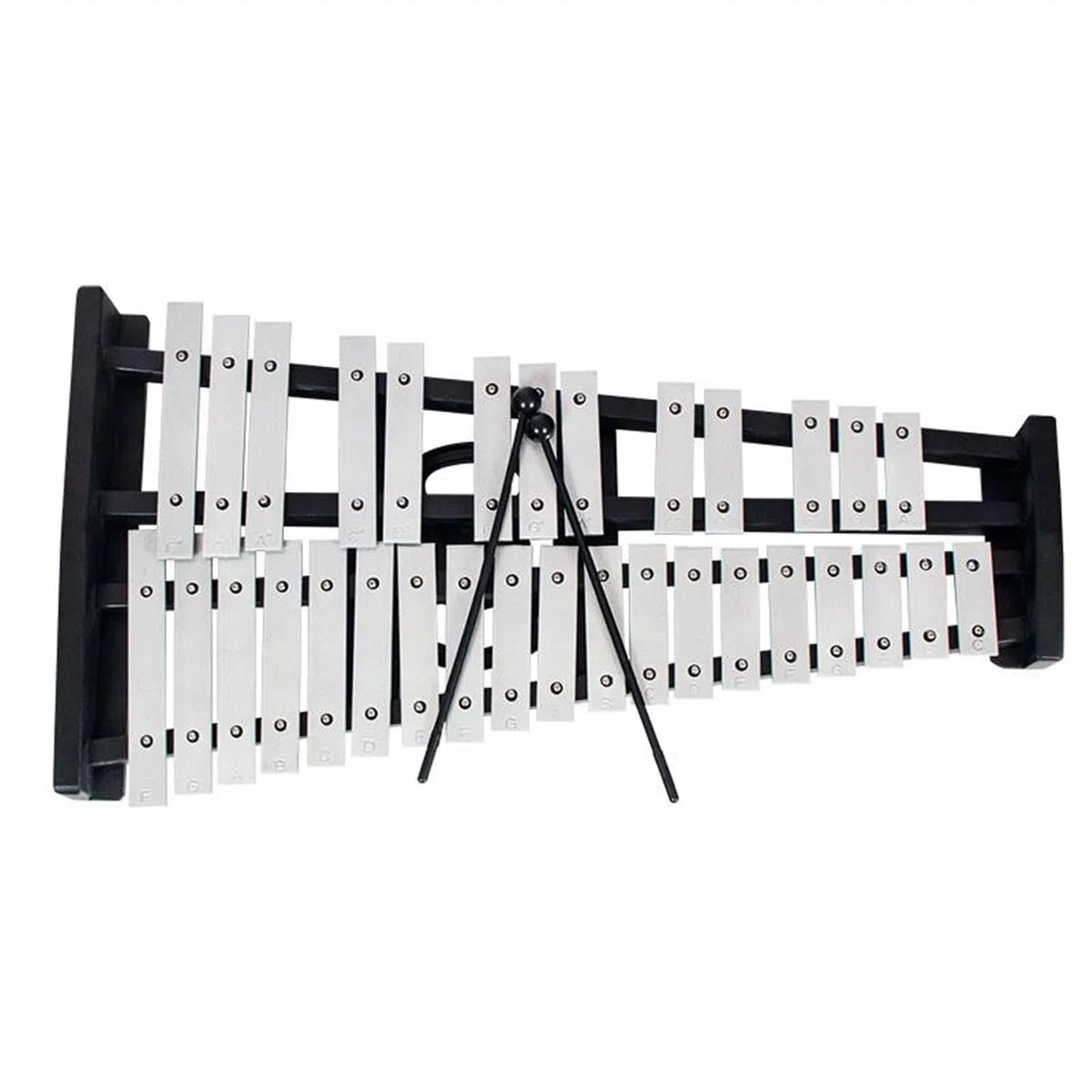 Aluminiumplatten-Xylophon, schwarzer Ständer, 32-Noten-Glockenspiel, Schlaginstrument Glockenspiel Set