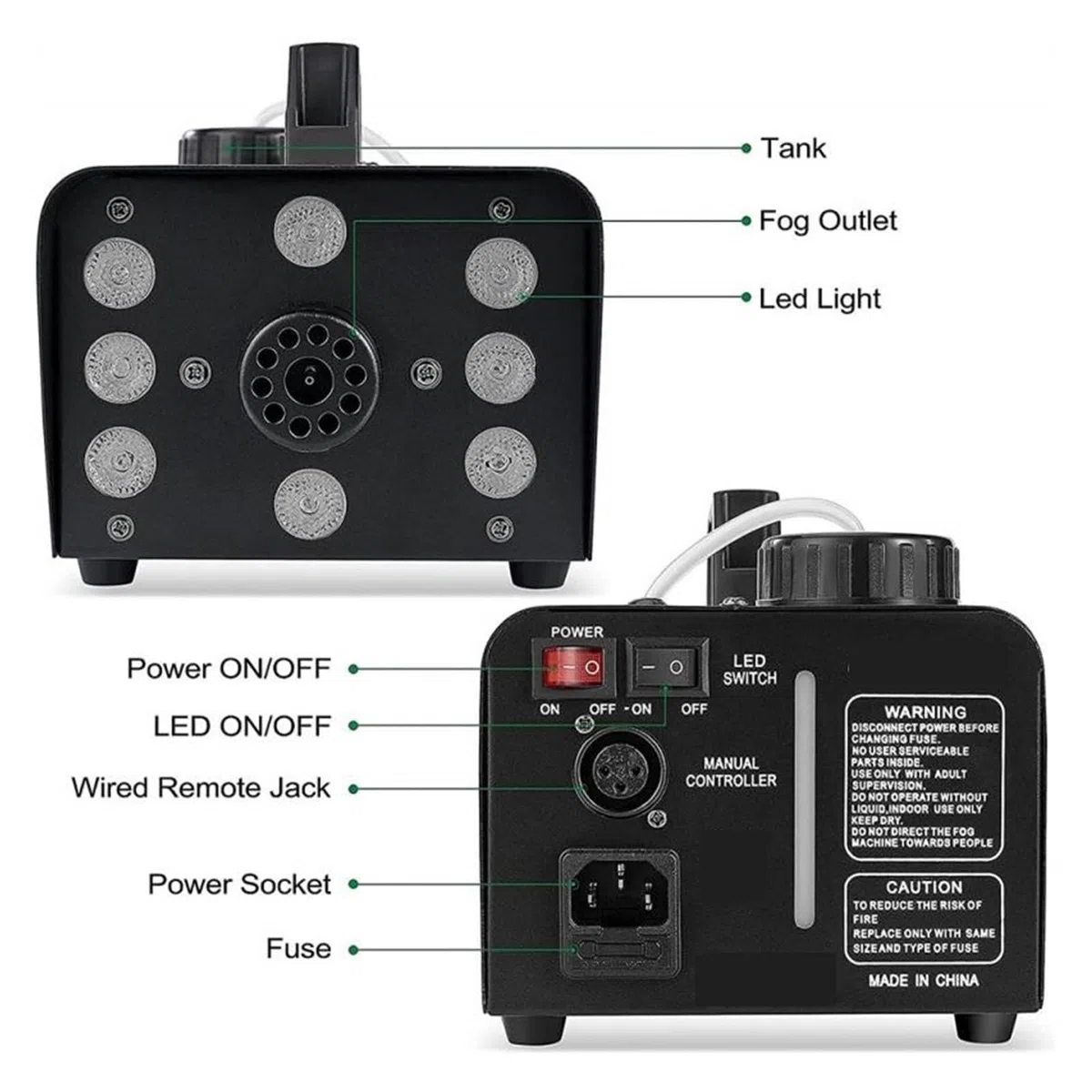Disco-Nebelmaschine 500W RGB Mit Fernbedienung, Nebelmaschine Auswurffunktion For DJs, Weihnachten, Hochzeiten, Partys Und Bühnenlichteffekte Energiesparend Leistungsstark(500W 18 LED)