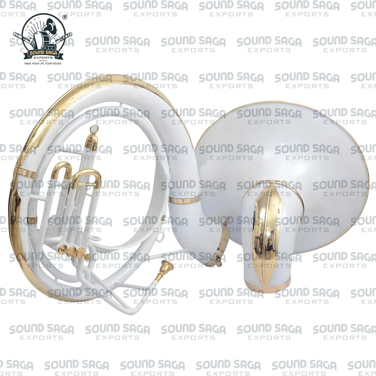 BBb 61cm Sousaphon Messing Blasinstrument mit Mundstück & Gigbag für Marschband, Schulband, Anfänger, Studenten & Fortgeschrittene Musiker (Weiß)