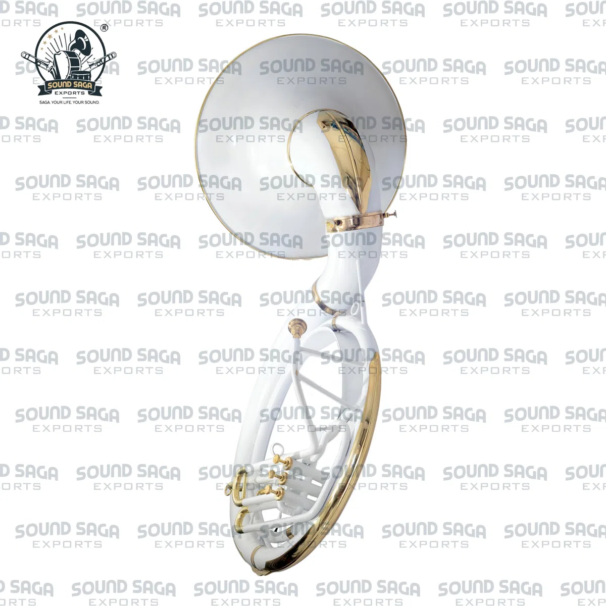 BBb 61cm Sousaphon Messing Blasinstrument mit Mundstück & Gigbag für Marschband, Schulband, Anfänger, Studenten & Fortgeschrittene Musiker (Weiß)