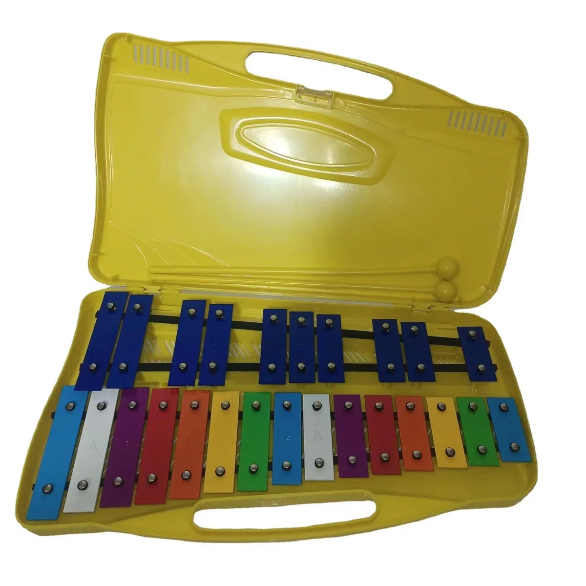 BABYCE Glockenspiel Erwachsene 25 Noten Glockenspiel Instrument Xylophon Hand Klopfen Percussion Rhythmus Musikalisch Pädagogisch Mit Zubehör (Color : Yellow)