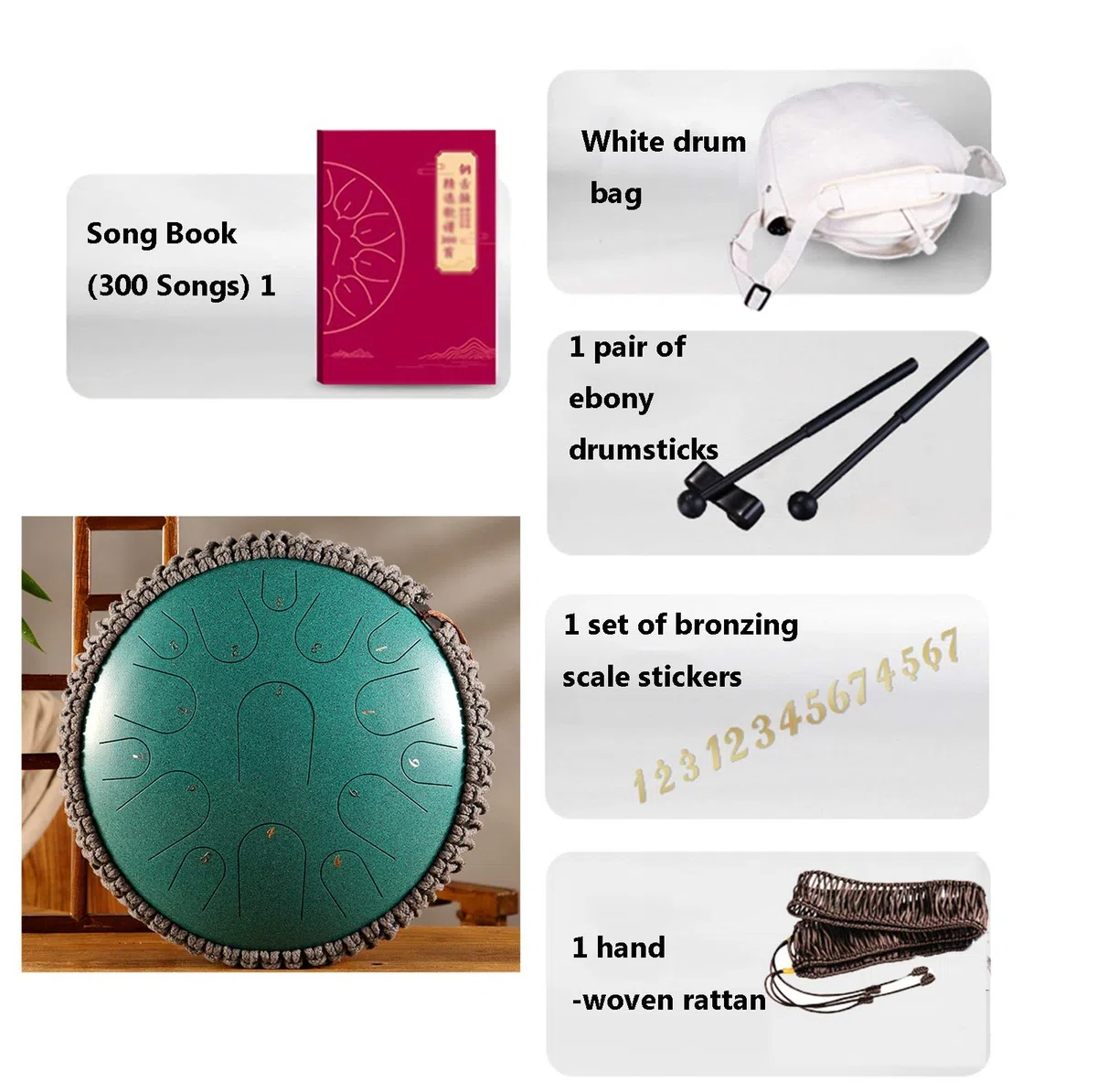 Stahlzungentrommel 15-Ton-13-Zoll-Percussion-Instrument, Geschenk für Erwachsene und Kinder, Meditation, Yoga und Zen (Color : A)