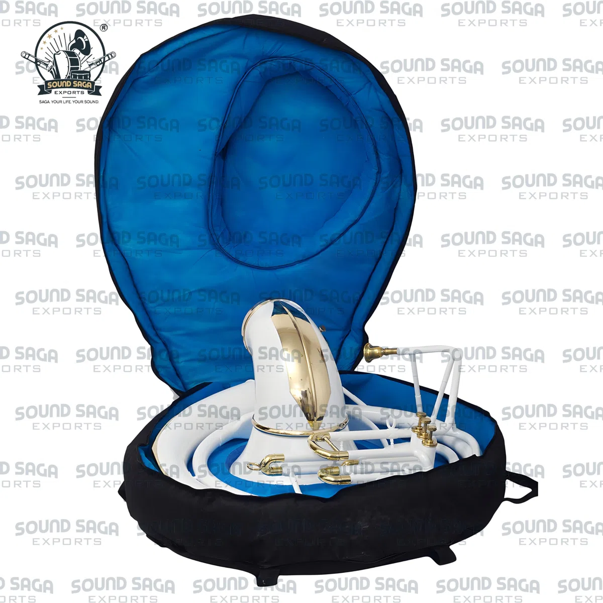 BBb 61cm Sousaphon Messing Blasinstrument mit Mundstück & Gigbag für Marschband, Schulband, Anfänger, Studenten & Fortgeschrittene Musiker (Weiß)