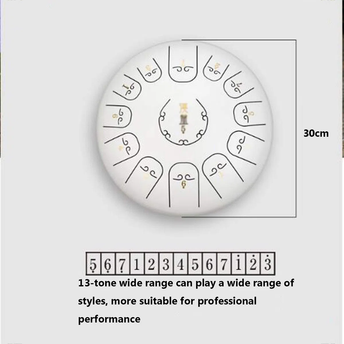 13-ty-tone 12-Zoll-Stahlzunge-Trommel-Percussion-Instrument, Stahl-Trommel-Kit Mit Schlagstöffen/Fingerbetten/Noten, Verwendet Für Meditation, Yoga Und Zen, Geschenke Für Kinder Und Erwachsene