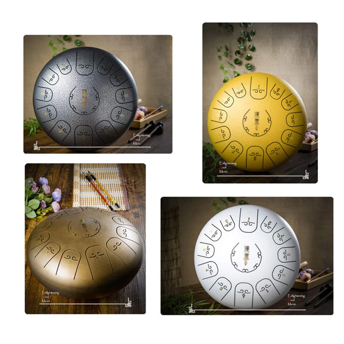 13-ty-tone 12-Zoll-Stahlzunge-Trommel-Percussion-Instrument, Stahl-Trommel-Kit Mit Schlagstöffen/Fingerbetten/Noten, Verwendet Für Meditation, Yoga Und Zen, Geschenke Für Kinder Und Erwachsene