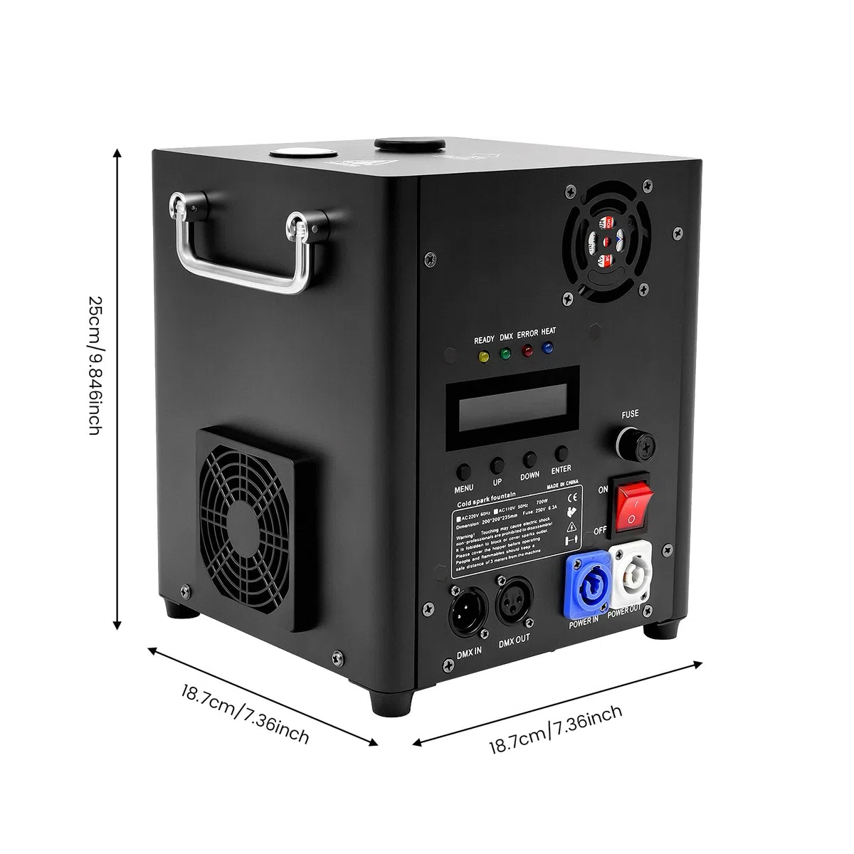 Elektrische Bühnen Nebelmaschine 700W Kaltfunkenmaschine 18.7x18.7x10 inch