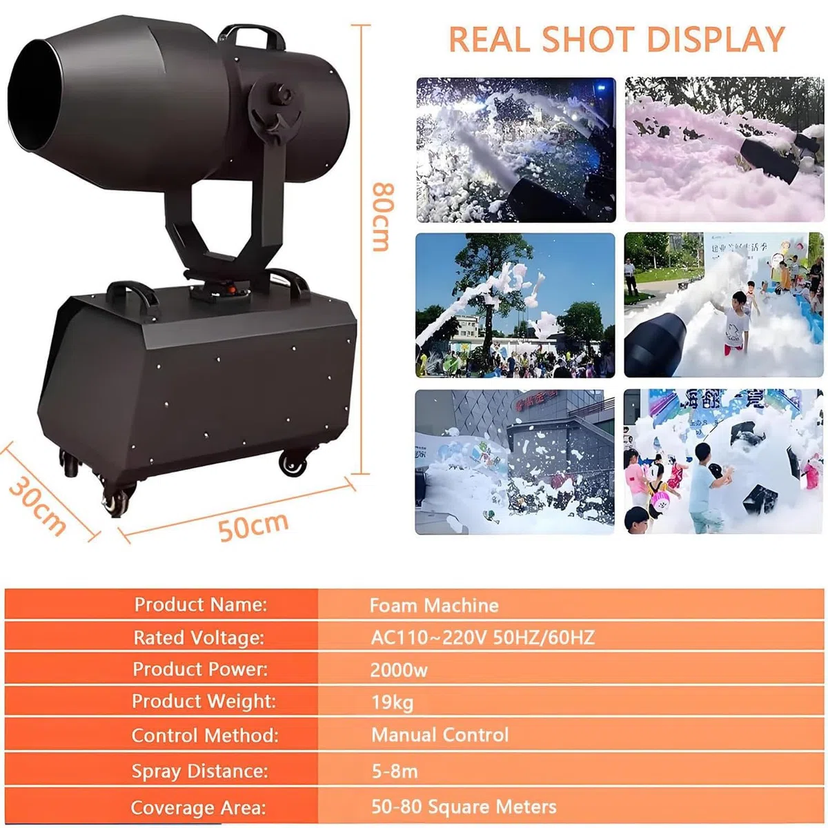 Schaumstrahlmaschine, Schaummaschine Für Partys, 2000 W Bühneneffekt-Schaumstrahlmaschine, Schaumproduktionsbereich 30 M³/Min, Entfernung 6–8 M, Für Sommer-Poolpartys