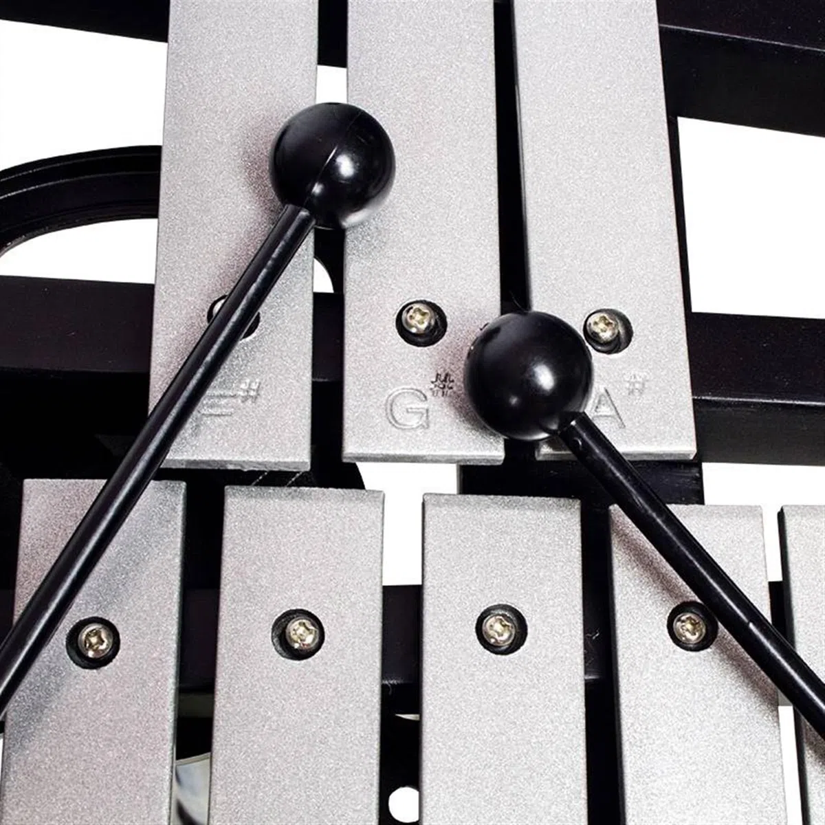 Aluminiumplatten-Xylophon, schwarzer Ständer, 32-Noten-Glockenspiel, Schlaginstrument Glockenspiel Set