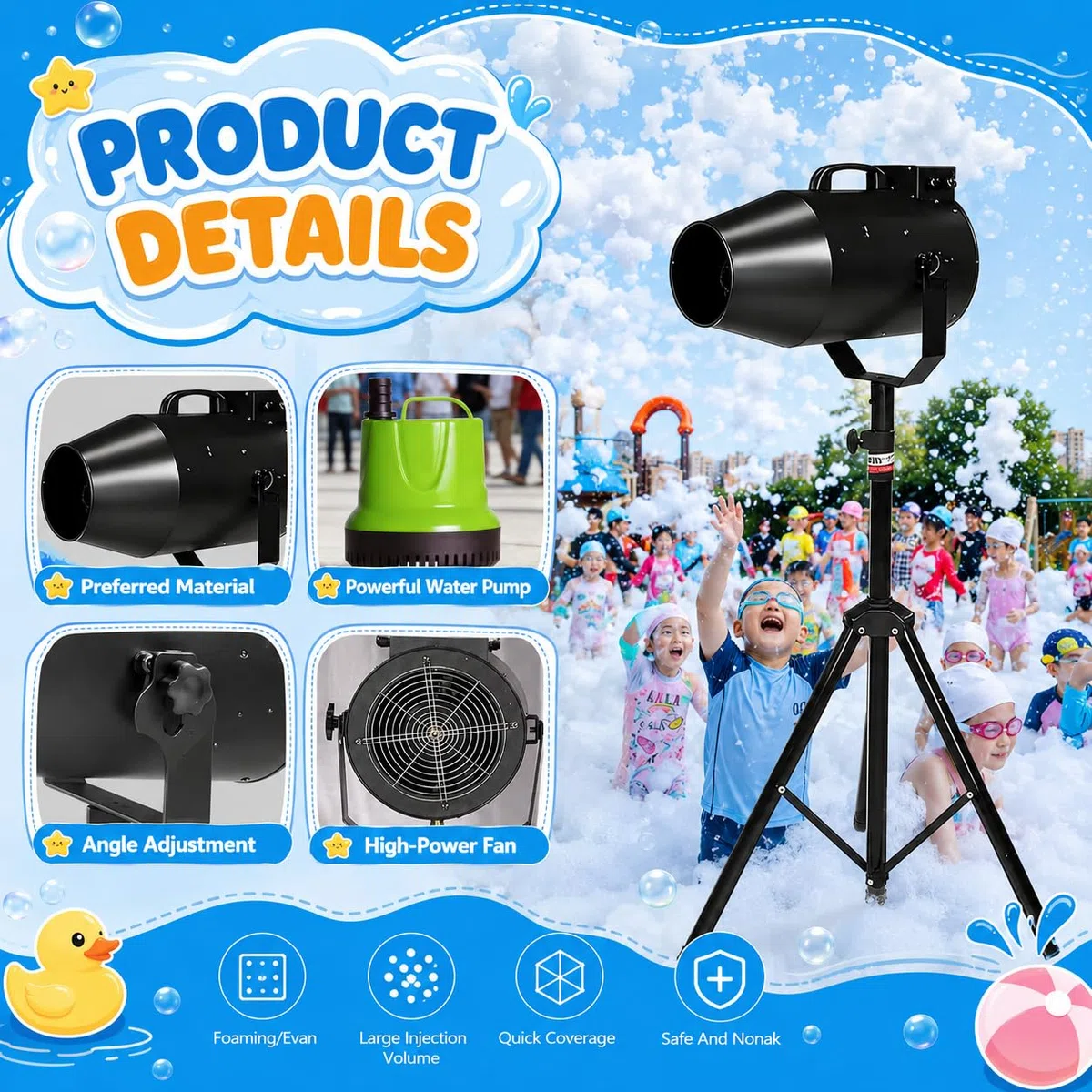 Hochleistungs Schaummaschine 1000W für Outdoor Spaß & Festivals Yellow