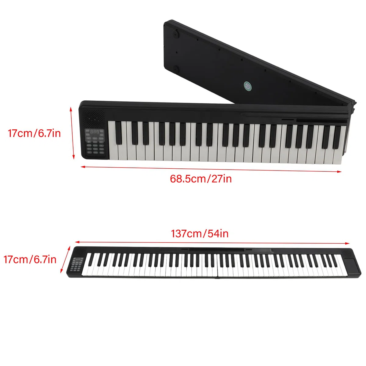 Yctze Zusammenklappbare Klaviertastatur, Tragbares Zusammenklappbares Klavier, 88 Tasten, Multifunktional, Digital, mit Lautsprecher, Musikinstrumente/Keyboards und MIDI/Keyboards/tragbare und