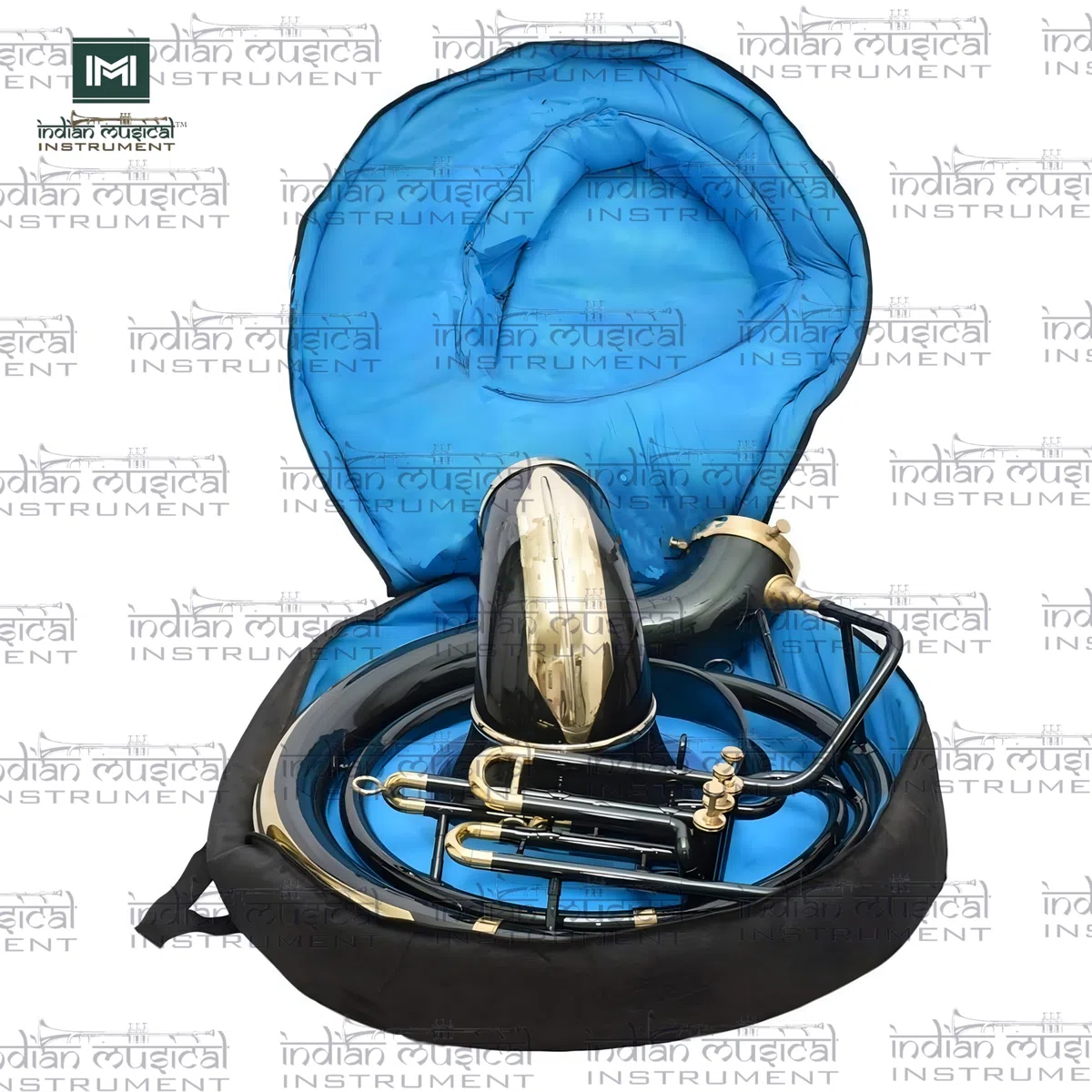 Sousaphon mit großer Glocke, Messing, handgefertigt, 61 cm, Schwarz / goldfarben