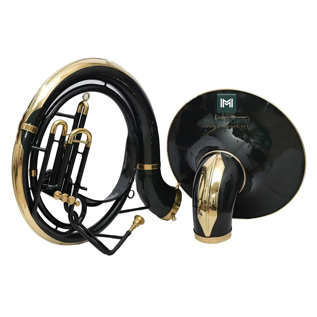 Sousaphon mit großer Glocke, Messing, handgefertigt, 61 cm, Schwarz / goldfarben