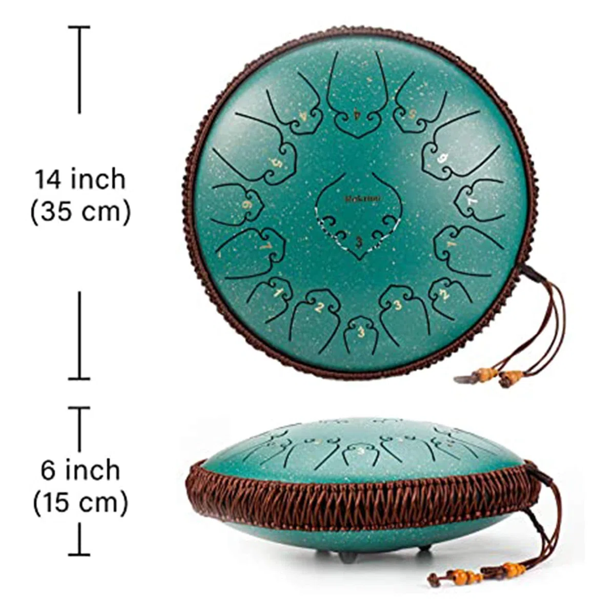 Stahlzunge Trommel 14 Zoll 15 Anmerkung Percussion Instrument, Manuelles Percussion Instrument Tamburin, Gürtelhammer, Reisetasche, Yoga, Meditation, Musiktherapie (Color : A)