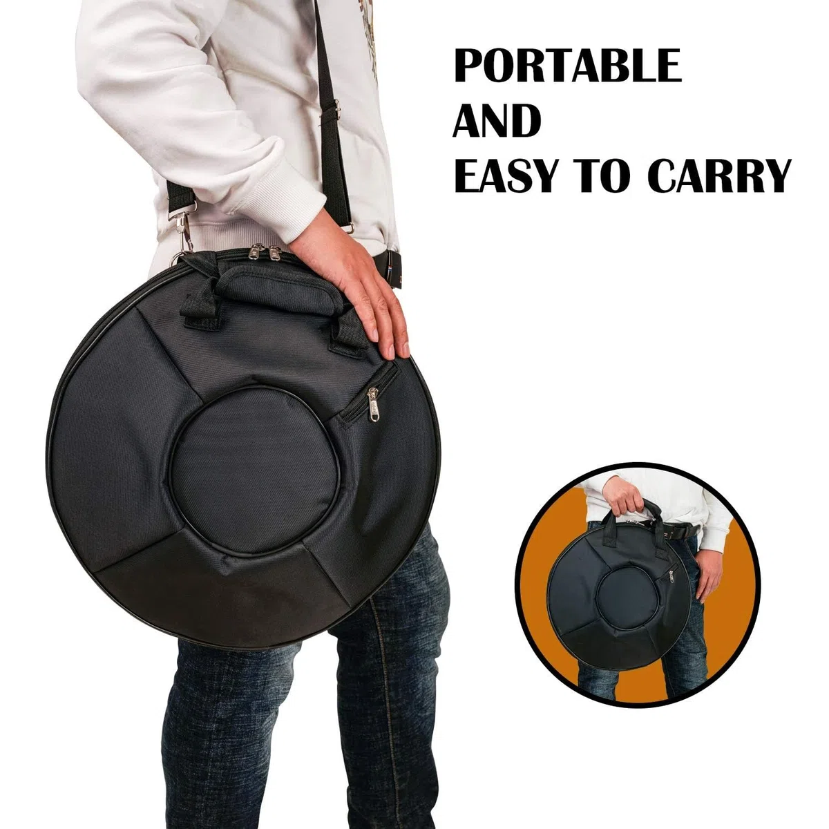 Stahlzungentrommel 14 Zoll 15-Ton-Schlaginstrument Handpan-Trommel Mit Trommelstöcken/Fingerauflagen/Notenblatt/Tragetasche, Geschenke for Anfänger Und Yoga-Liebhaber