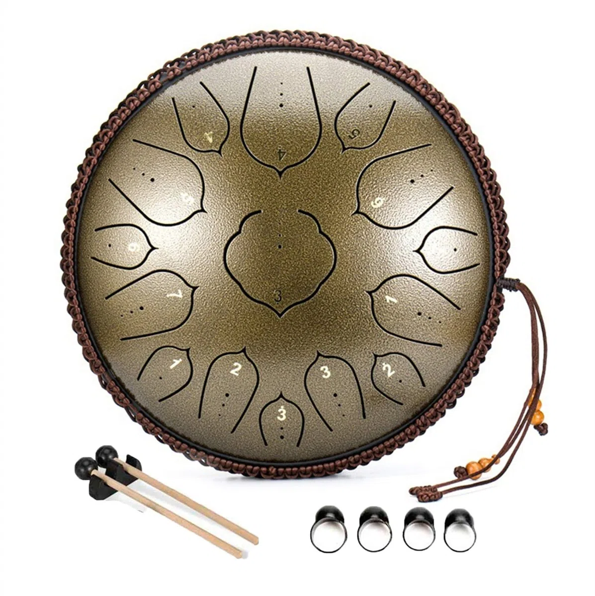 Stahlzunge-Trommel 14 Zoll 15 Pech-Percussion-Instrument, Stahltrommel-Kit Mit Trommelstäbchen/Fingerbetten/Musik-Score, Ein Geschenk Für Anfänger Und Yoga-Liebhaber (Color : B)