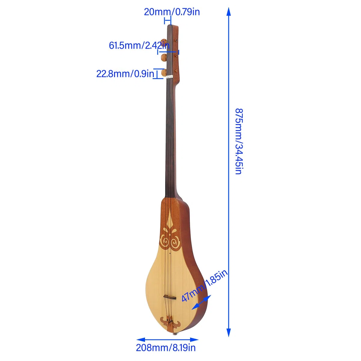 Mahagoni Dulcimer Guitar 3 String Tragbare Dulcimer mit Fichte und Mahagoni für die Übung Performance