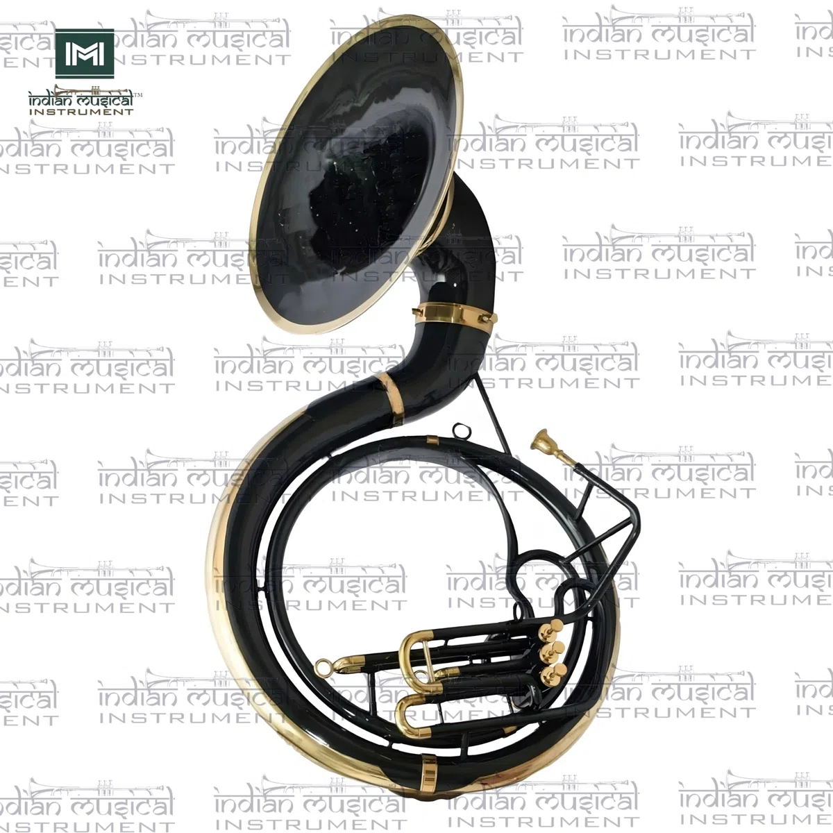 Sousaphon mit großer Glocke, Messing, handgefertigt, 61 cm, Schwarz / goldfarben